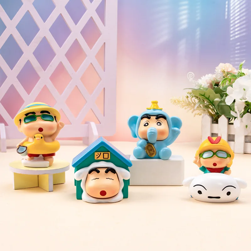 1 pièces Style aléatoire Anime Crayon shin-chan histoires Q Version figurine PVC modèle jouets poupée ornement de bureau cadeaux en boîte