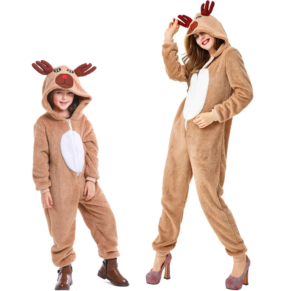 Deer Daddy Mommy Christmas Costume Cosplay Cute Elk Jumpsuits Kid Xmas Party Dress Up Clothing Family Matching Pajamas