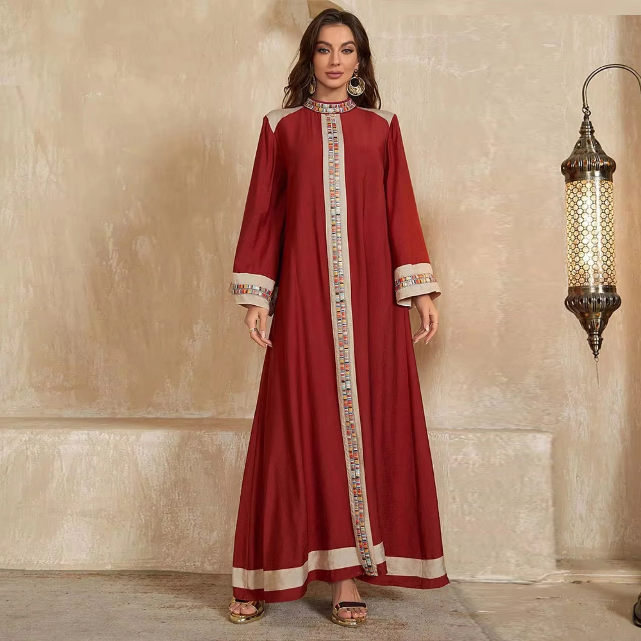 UNI Ramadan Muslimischen Kleid Eid Diamanten Luxus Dubai Abaya Türkei Kaftan Frauen Islam Jalabiya Kaftan Marocain Femme Vestidos