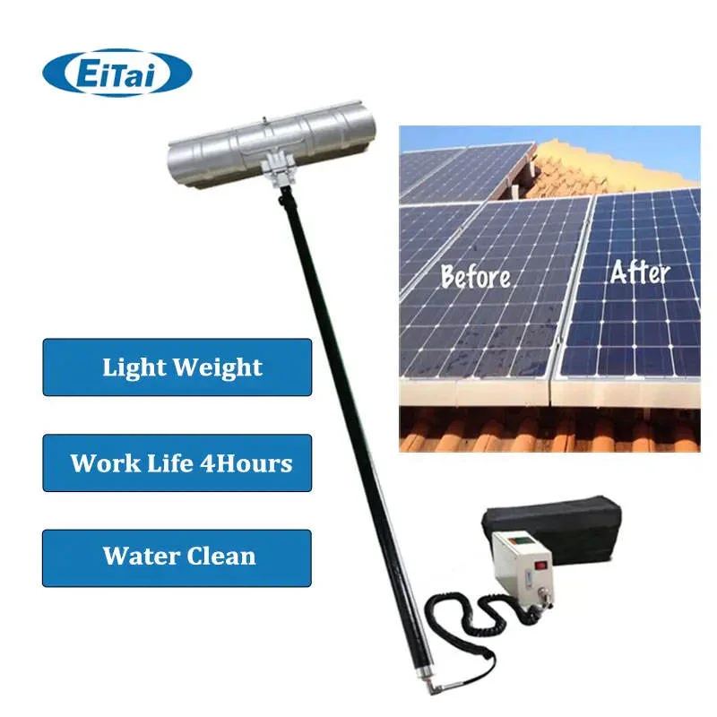 EITAI Solar Panel Cleaning Equipment Photovoltaic Replaceable Roller Brush With 3.6M 5.4M 7.2M Telescopic Pole