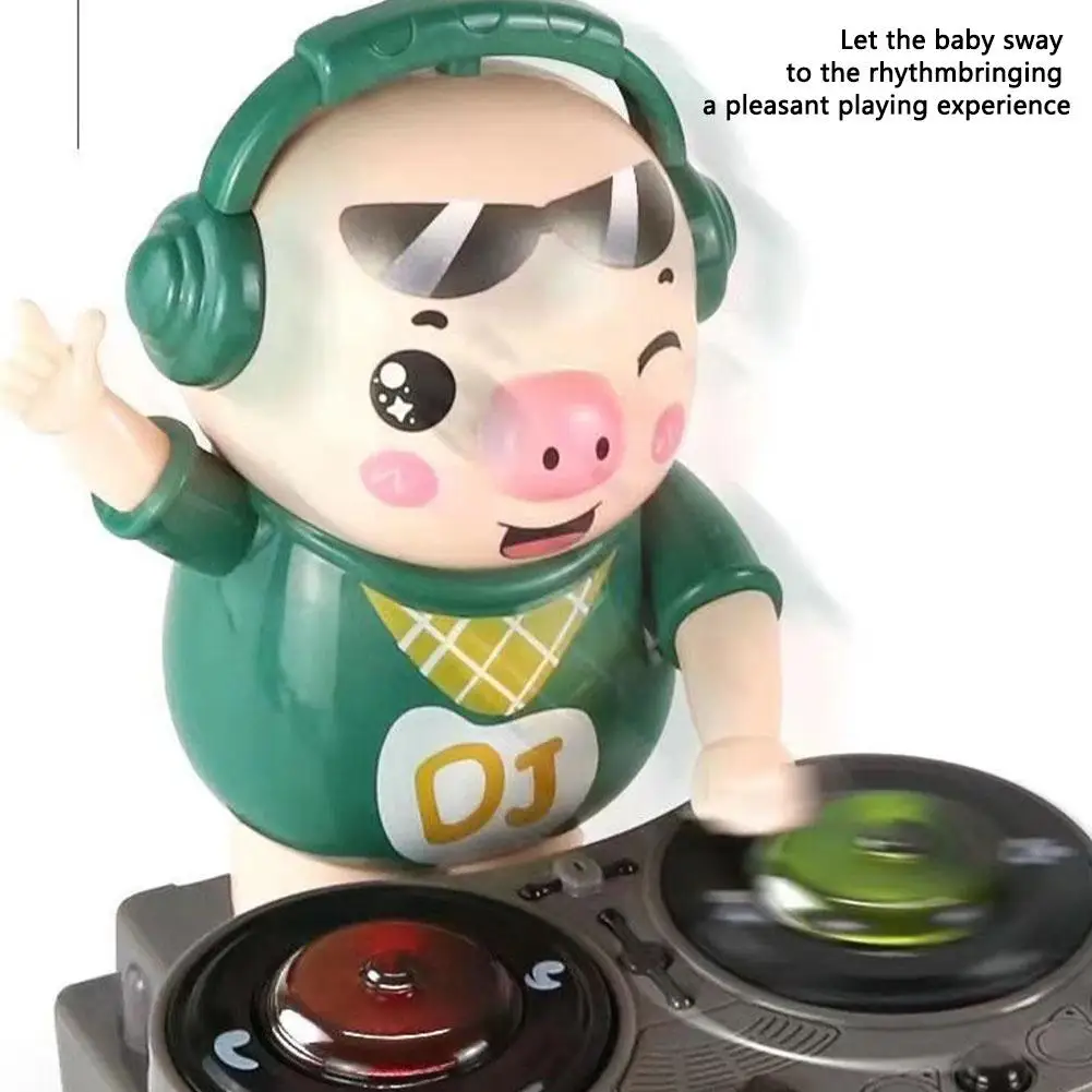 Electronic DJ Light Music Dancing Pig Toy, brinquedos musicais, giro Swing, Piggy Toy com música, luzes LED para K F7S2