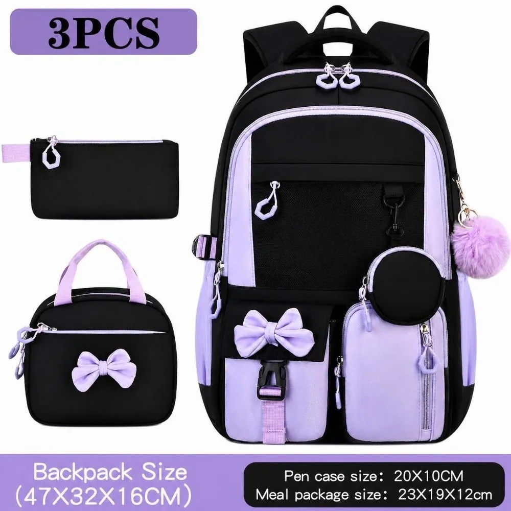 3PCS/1PC Cartoon Backpack,lunch Bag,Pencil Case Set Waterproof Lightweight School Bookbag Large‑capacity Multilayer
