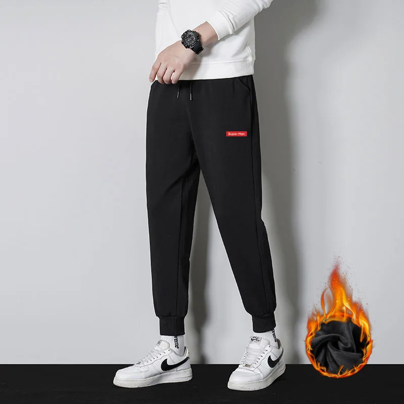 

Winter Warm Lambswool Sweatpants Men's Plush Thicken Casual Joggers Trousers Male Fashion Loose Soft Waterproof Cargo Down Pants