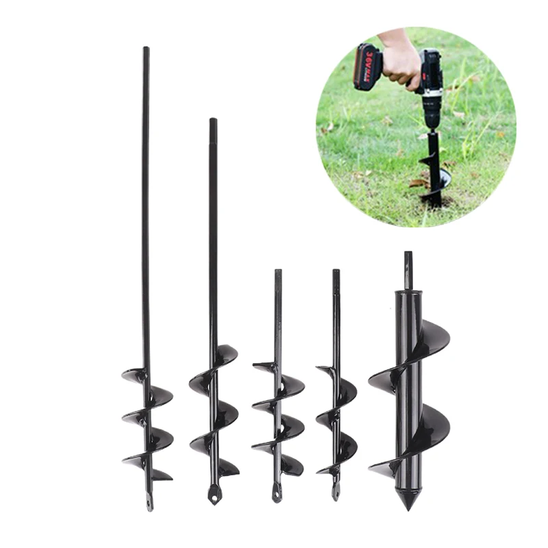NEW Garden Planting Flowers And Plants Digging Hole Drill Bit Spiral Rod Loose Soil Alloy Ground Ddrill Bit Short Rod