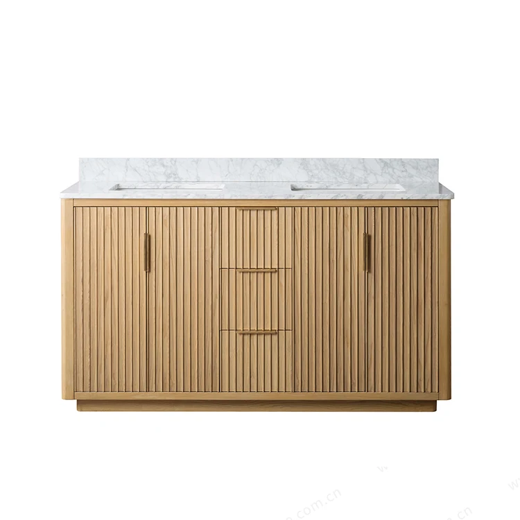 

Modern Vietnam-made Hotel Bathroom Cabinet Floor Mounted Plywood Carcase with Lacquer Surface Treatment Vanity Combo