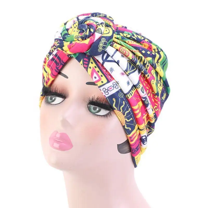

A52E женская завязанная эластичная шапка-тюрбан для головы, шарф, химиотерапевтическая шапка с принтом пейсли, эластичный шапка