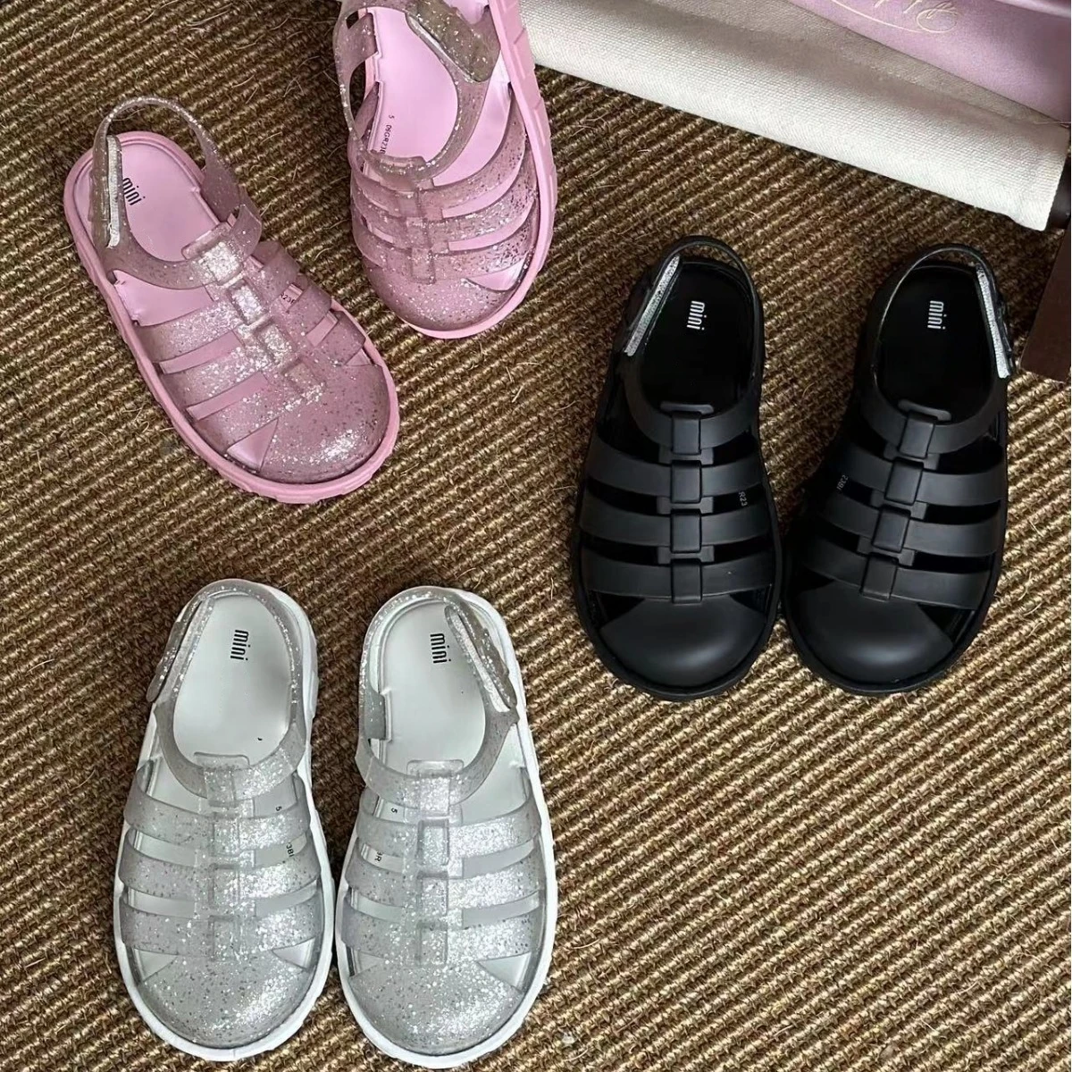 Summer Children's Woven Roman Sandals Fashion Toddlers Baotou Retro Beach Shoes Boys Girls Soft soled Non-slip Jelly Shoes