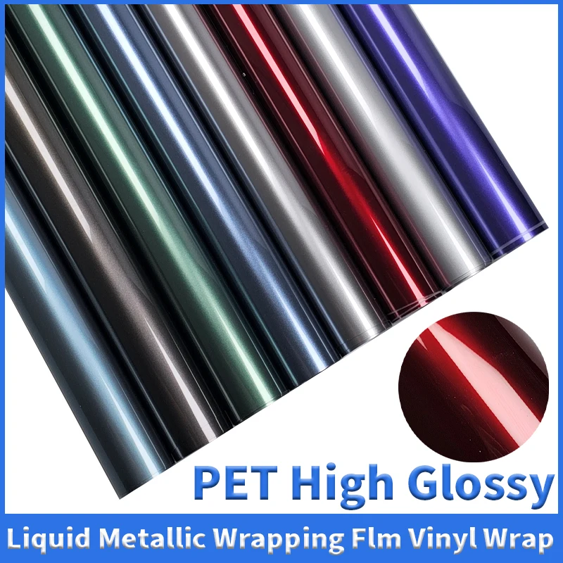 High Gloss Liquid Metallic Blue Car Sticker Vinyl for Motorcycle Wrapping Film Carbon Fiber Sticker Exterior Car Stickers Auto
