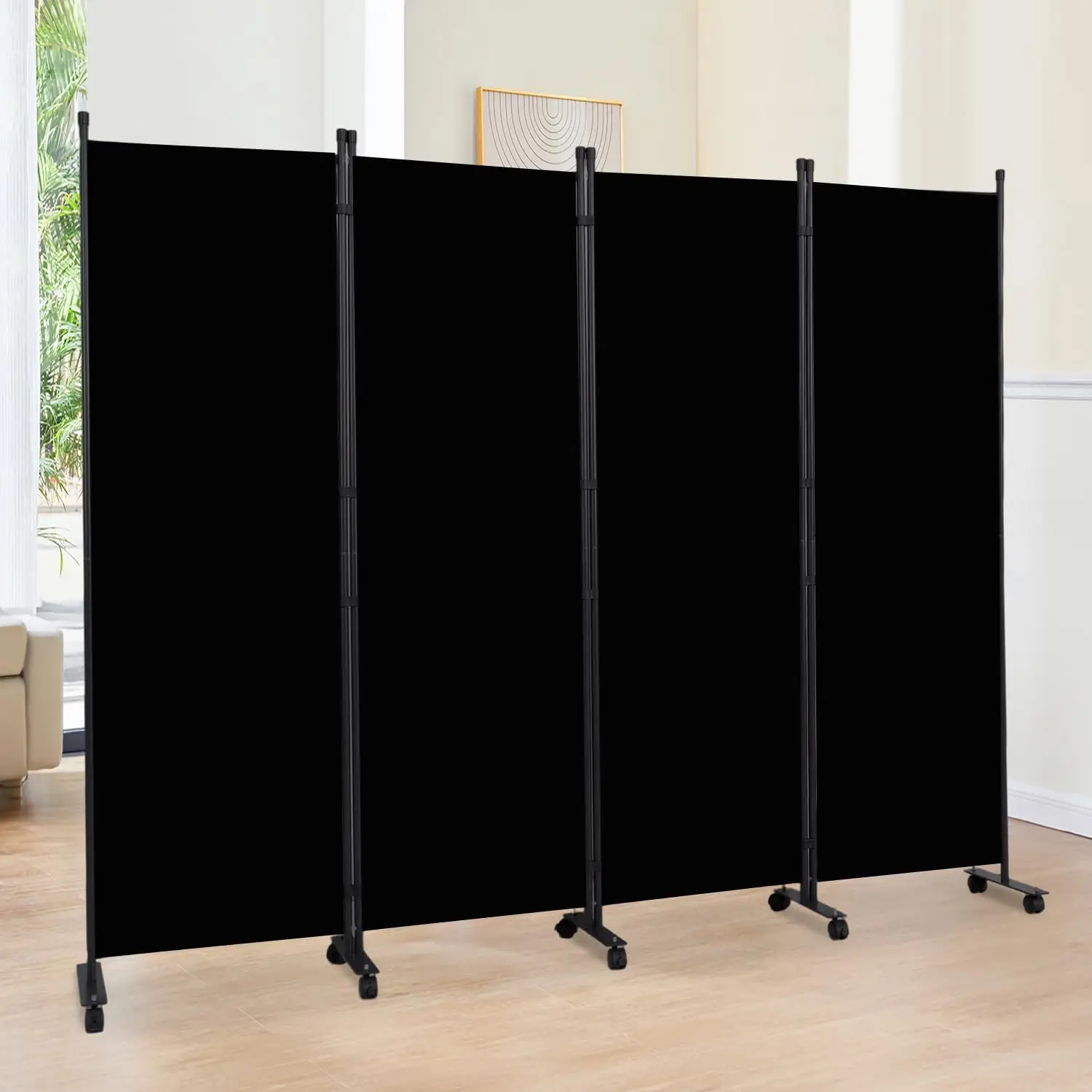 

Room Divider 6FT Room Partition with Lockable Wheels, (Thicked Metal Base) Room Dividers, Freestanding Indoor Folding Pr