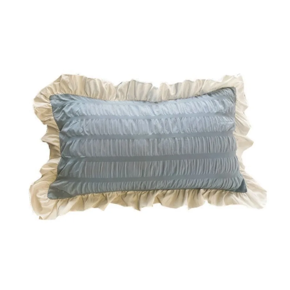 2PCS Candy Color Ruffle Pillow Case Soft Nordic Style Bedding Cover 48*74cm Decorative Princess Pillowcase Girls Bedroom