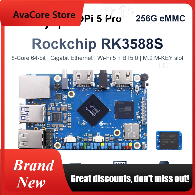 AvaCoreOrangePi5 Pro 4GB+256GB eMMC Module Sets Single Board Computer