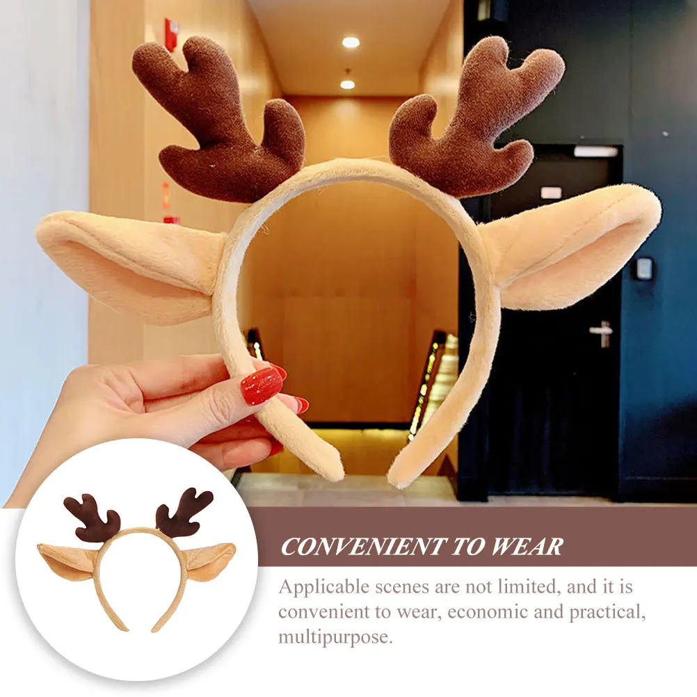 

Antler Headband Headbands Christmas for Women Headdress Reindeer Animal Realistic Child