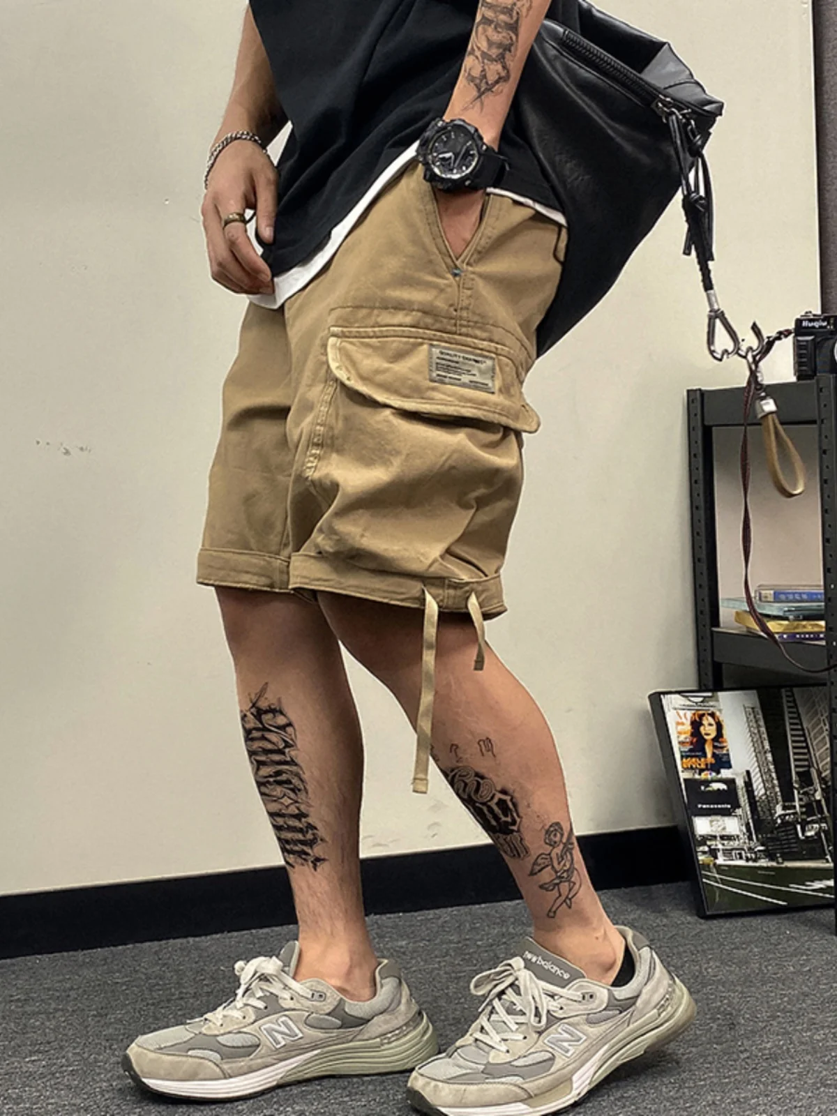 

Летние плотные брюки-капри Haome из чистого хлопка в американском стиле, модные мужские повседневные брюки средней длины