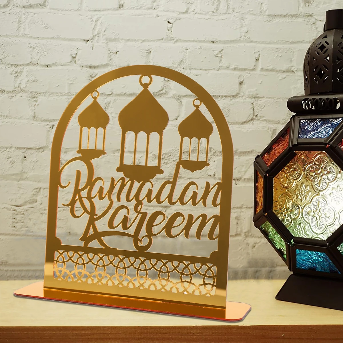 Ramadan Tray Table Centerpieces Plate Acrylic Ramadans Eid Mubarak Decorations for Home 2025 Islam Muslim Festival Party Gifts