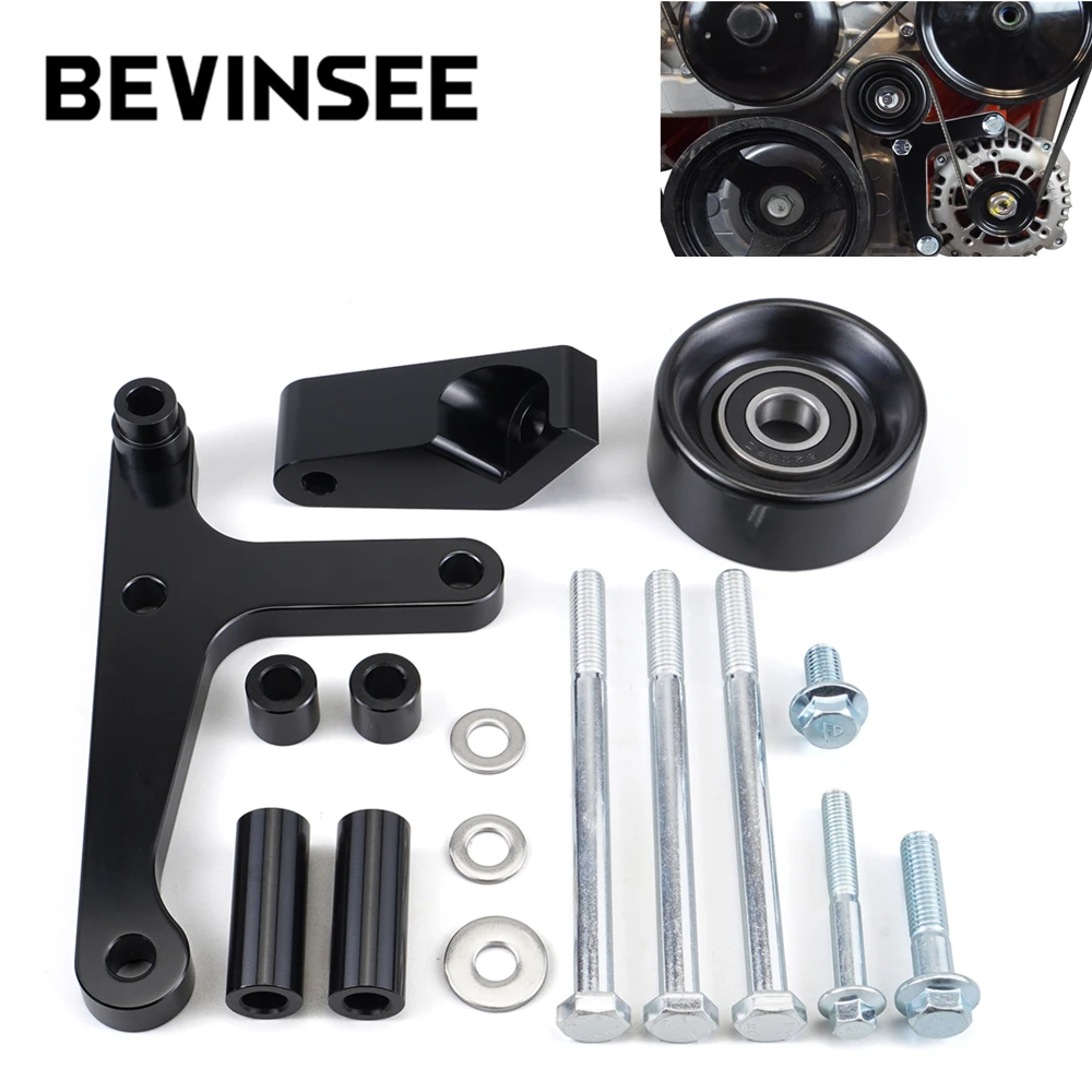 

BEVINSEE LS Truck Low Mount Alternator Bracket with Pulley & Rear Brace for LSX LS1 for Chevy Camaro 1998 1999 2000 2001 2002