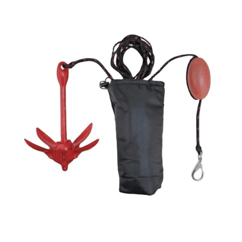 

Boat red folding anchor, red lacquered iron anchor, rubber boat fishing anchor with anchor rope