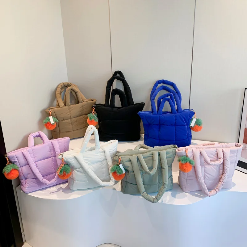 Women Bag Large-capacity Underarm Bag Nine-grid Checkered Cotton Jacket Bag Fashion Funny Bag Nylon Fabric Hand And Shoulder Bag view 4
