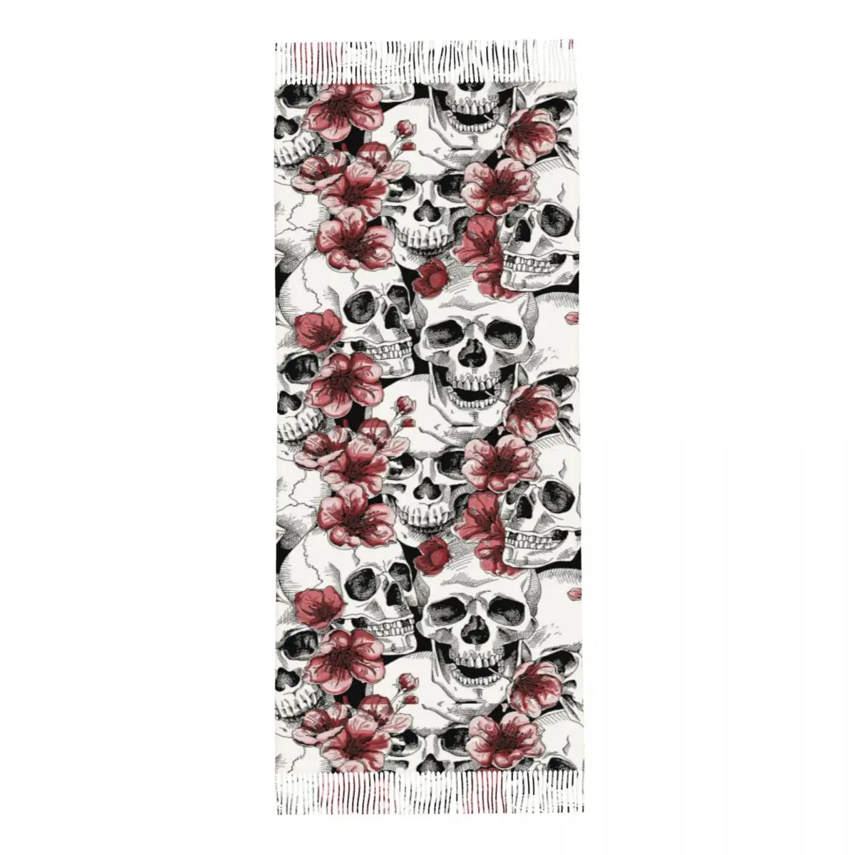 Custom Printed Skulls And Flowers Scarf Men Women Winter Fall Warm Scarves Shawls Wraps