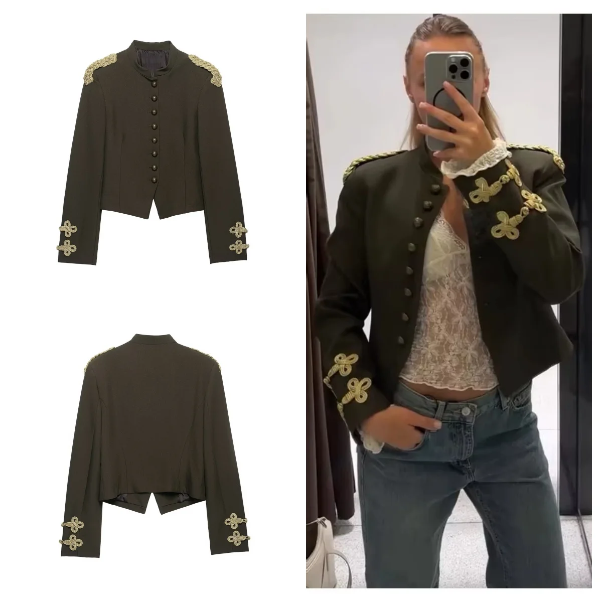 Guobioziy 2026 Autumn New Suit Jacket, Simple and Stylish Stand Collar Long Sleeve Button-Up Top European and American Style