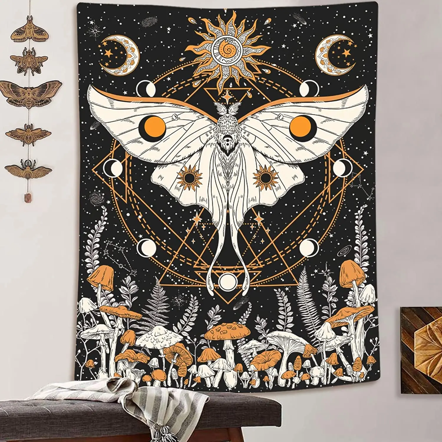Tapestry Custom Large Wall Tapestry Mushroom Tapestry Sun Moon and Stars Tapestry Teen Indie Room Decor Macrame Wall Hanging