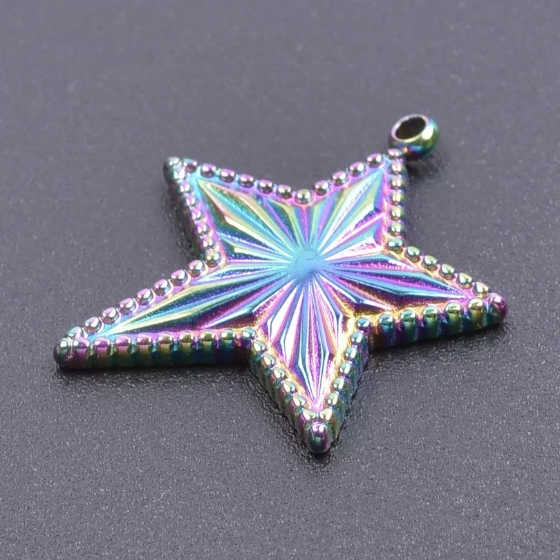 5Pcs 스테인레스 스틸 질감 스타 참 보석 만들기 귀걸이 펜던트 팔찌 목걸이 액세서리 용품 Diy 재료