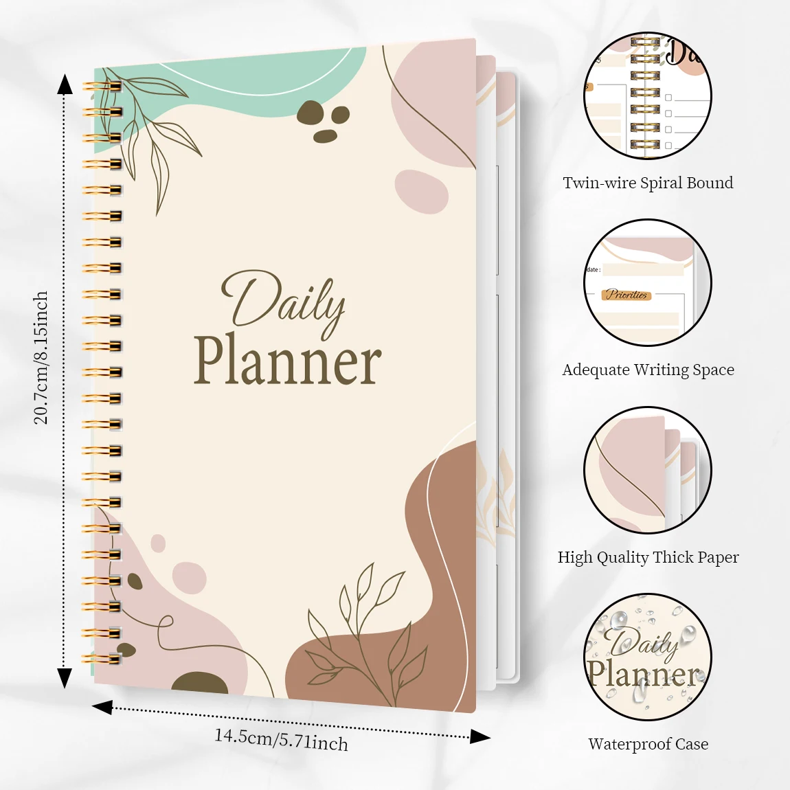 Daily Planner Notebook - Undated To Do List Task with Priorities,Mood Tracker,Notes,Suitable for Office, Home and School