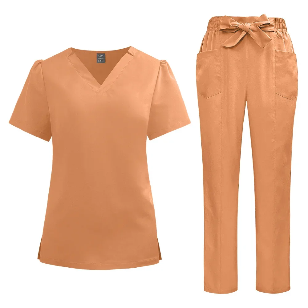 Women's new quick-drying thin beauty salon SPA club bow solid color hospital work nurse uniform hand wash