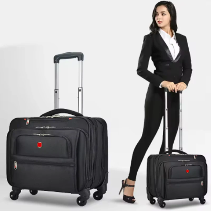 

Новая мода Оксфорд, универсальный чемодан на колесиках, 18-дюймовый мужской многофункциональный чемодан для ручной клади, тележка, дорожная сумка, бордовая коробка