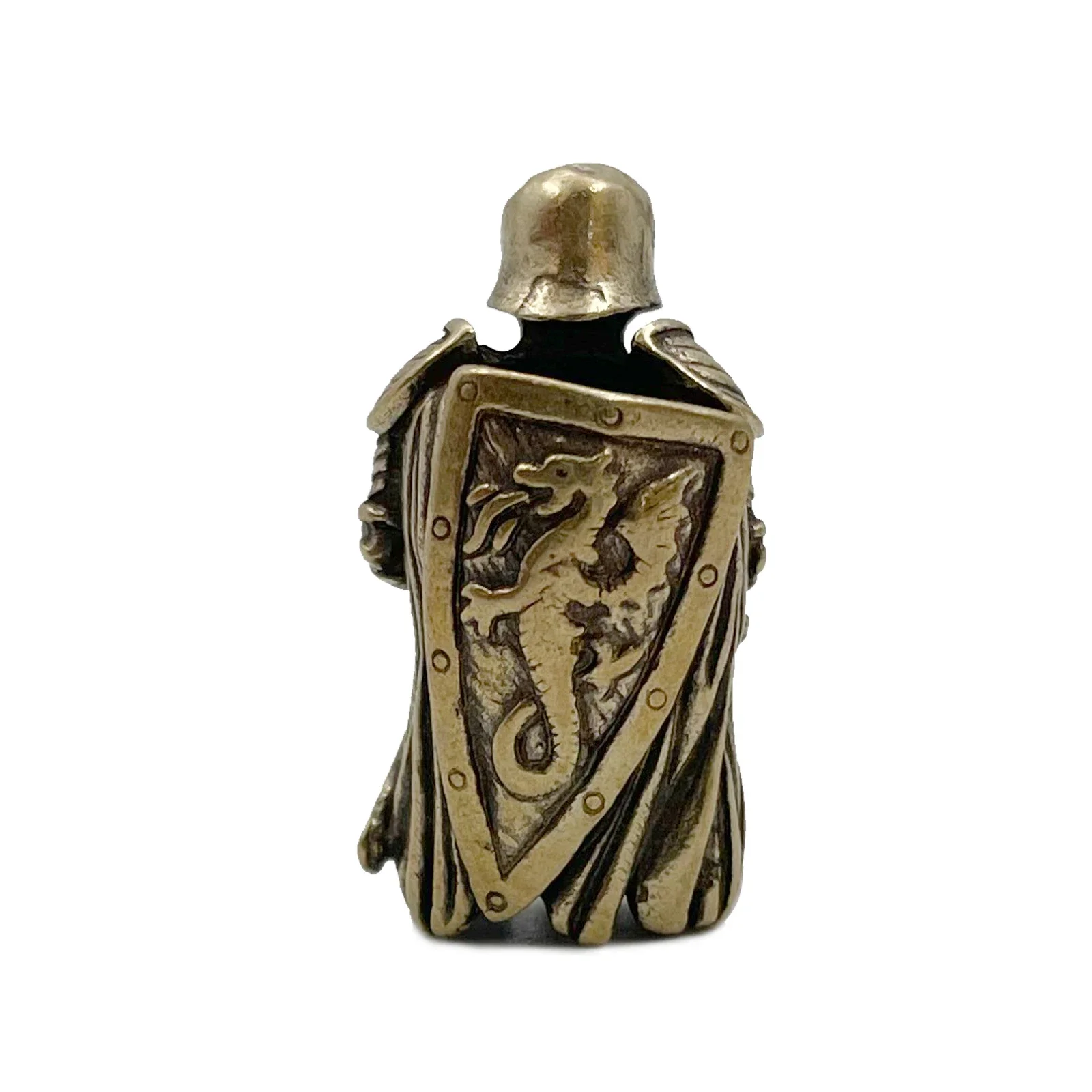 DIY Knife Beads Pendant Vintage Color Brass Outdoor Tools Armour Knight Paracord Beads Figurines Decorative Handicrafts Figure view 4
