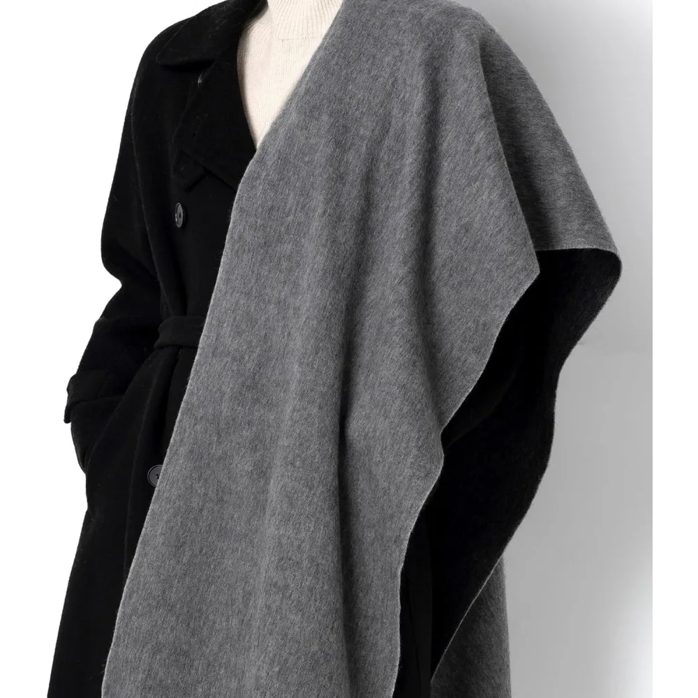 Châle de luxe en mélange de laine mérinos et d'alpaga, enveloppe souple semblable au cachemire pour femme, grande écharpe de voyage, cadeau idéal