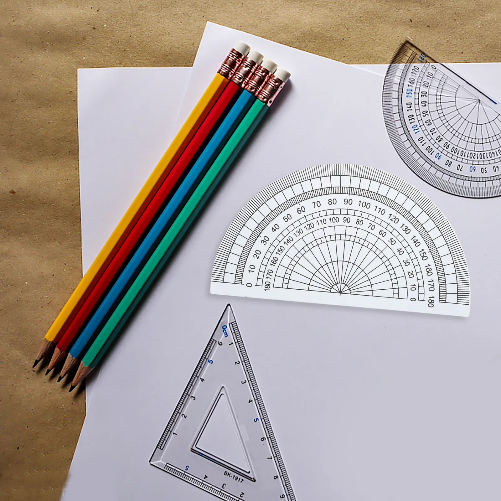 50Pcs Geometry Protractor Plastic Ruler 4 Inch Clear Half Round Accurate Math Angle Measuring Tool for Student Office School Use