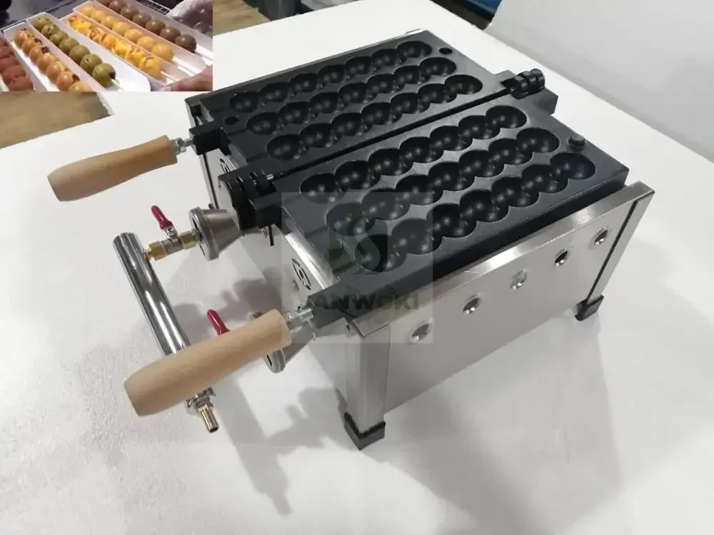 Gas Waffle Sugar Skewer Candied Haws Shape Takoyaki Waffle Baker Ball shape Cake Making Machine Quail Egg Waffle Cake Maker