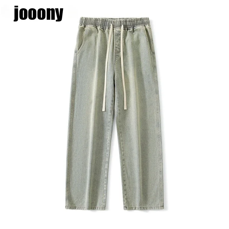 새로운 Drawstring 스포츠 캐주얼 바지 하이 웨이스트 워시 바지 남성 가을 겨울 빈티지 하라주쿠 바지 streetwear 느슨한 따뜻한