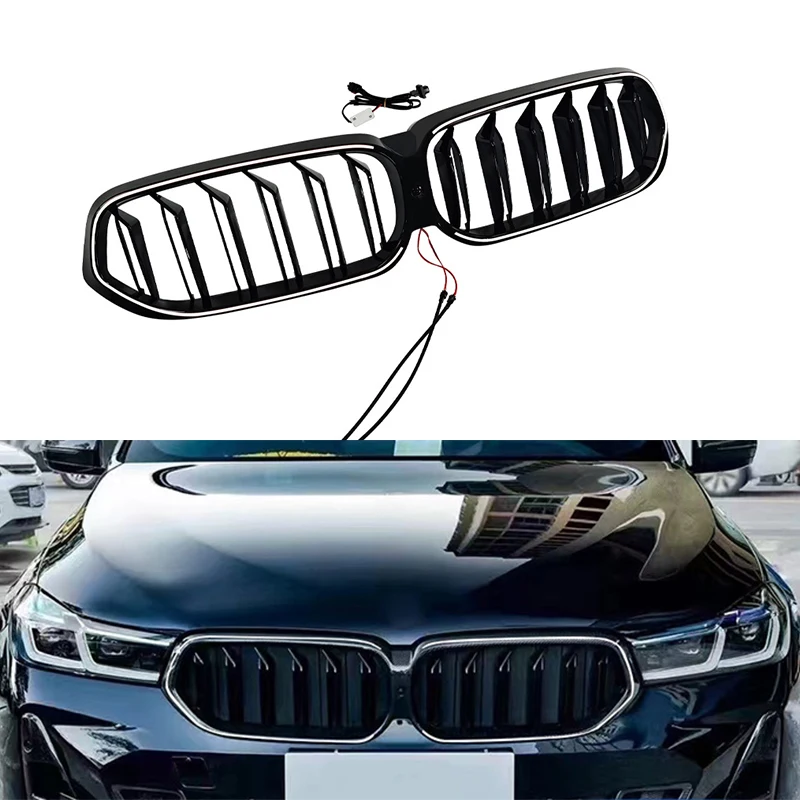 Car LED Front Grille For BMW 6 Series GT G32 630i 640i 650i 2021-2025 Replacement Luminous Racing Grill Light Accessories ABS