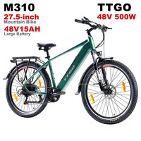 TTGO Electric City Bike Adult,48V15AH Removable Battery Commuter Ebike,27.5\