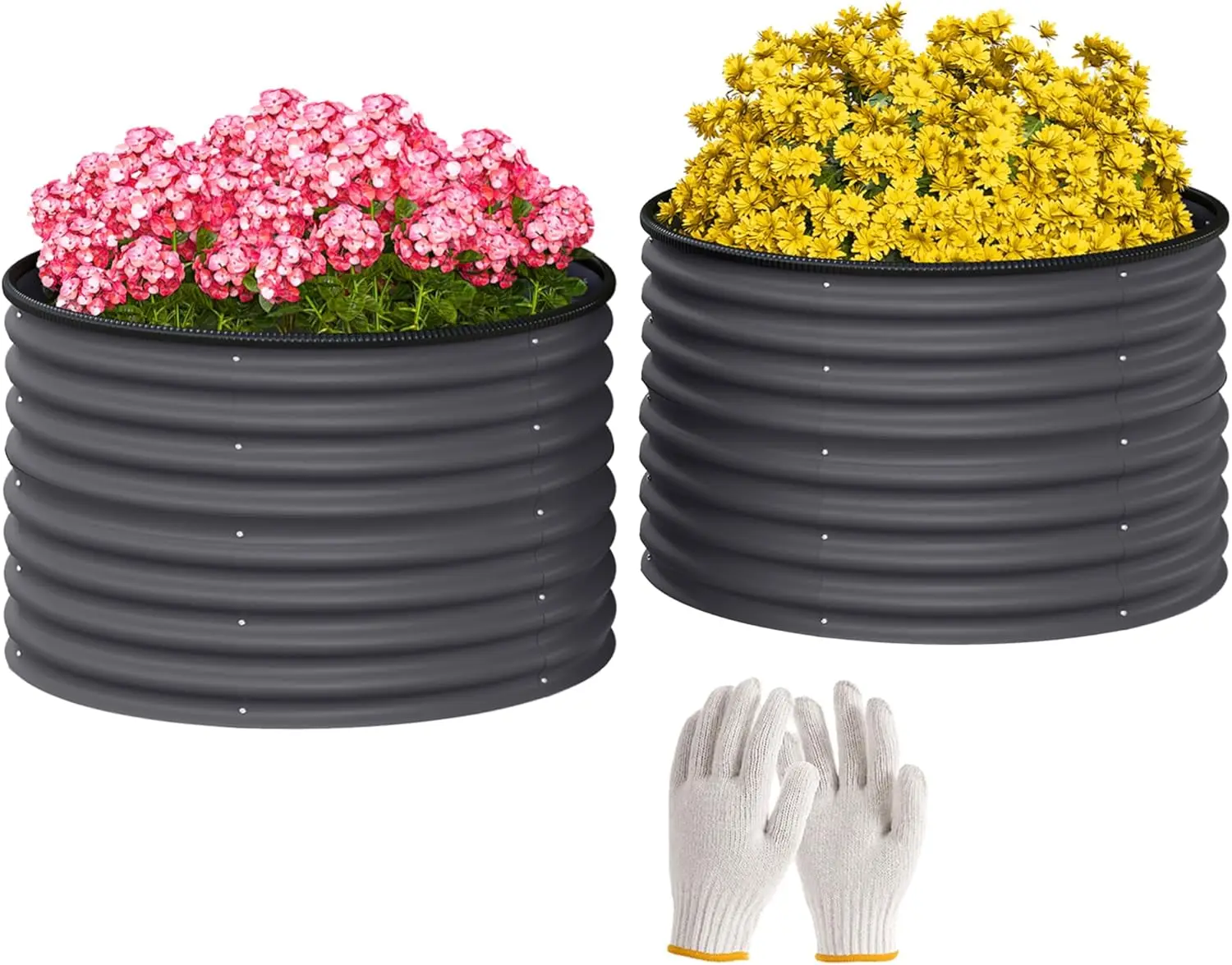 

Outsunny Galvanized Raised Garden Bed Set of 2, Planters for Outdoor Plants with Safety Edging, Easy-to-Assemble Stock T