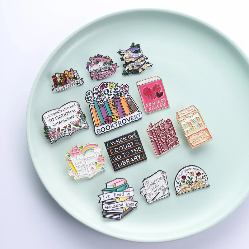 Romance Reader Book Collector Pin Emotionally Attached to Fictional Characters Brooch Accessory for Daily Wear Book Nerd Style