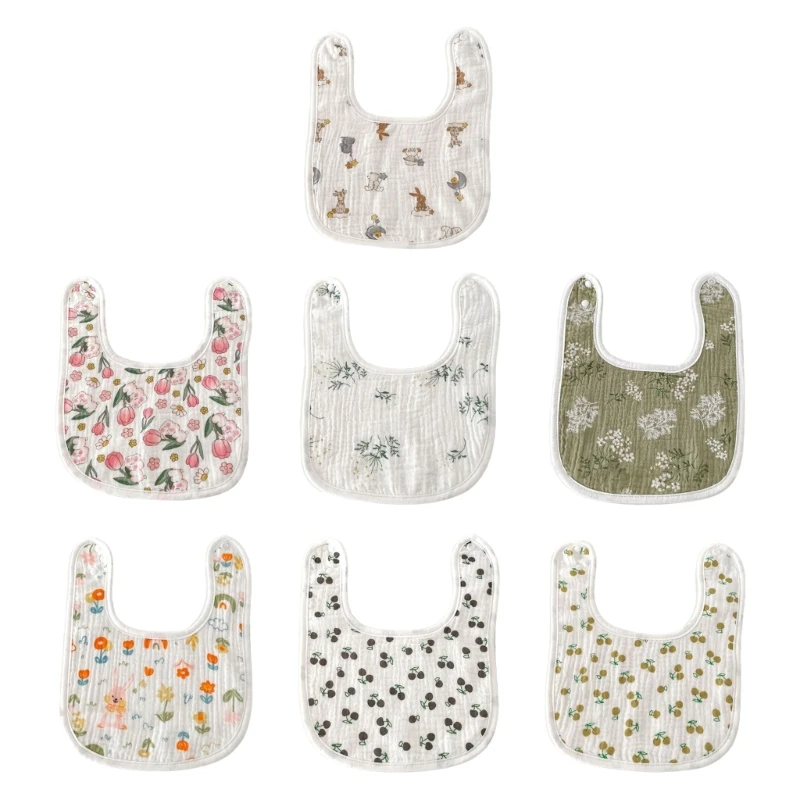 

Newborn Girls Boy Bibs Absorbent Baby Teething Bibs Feeding Bibs Soft Cotton Adjustable Bib Baby Burp Cloth 6 Layer