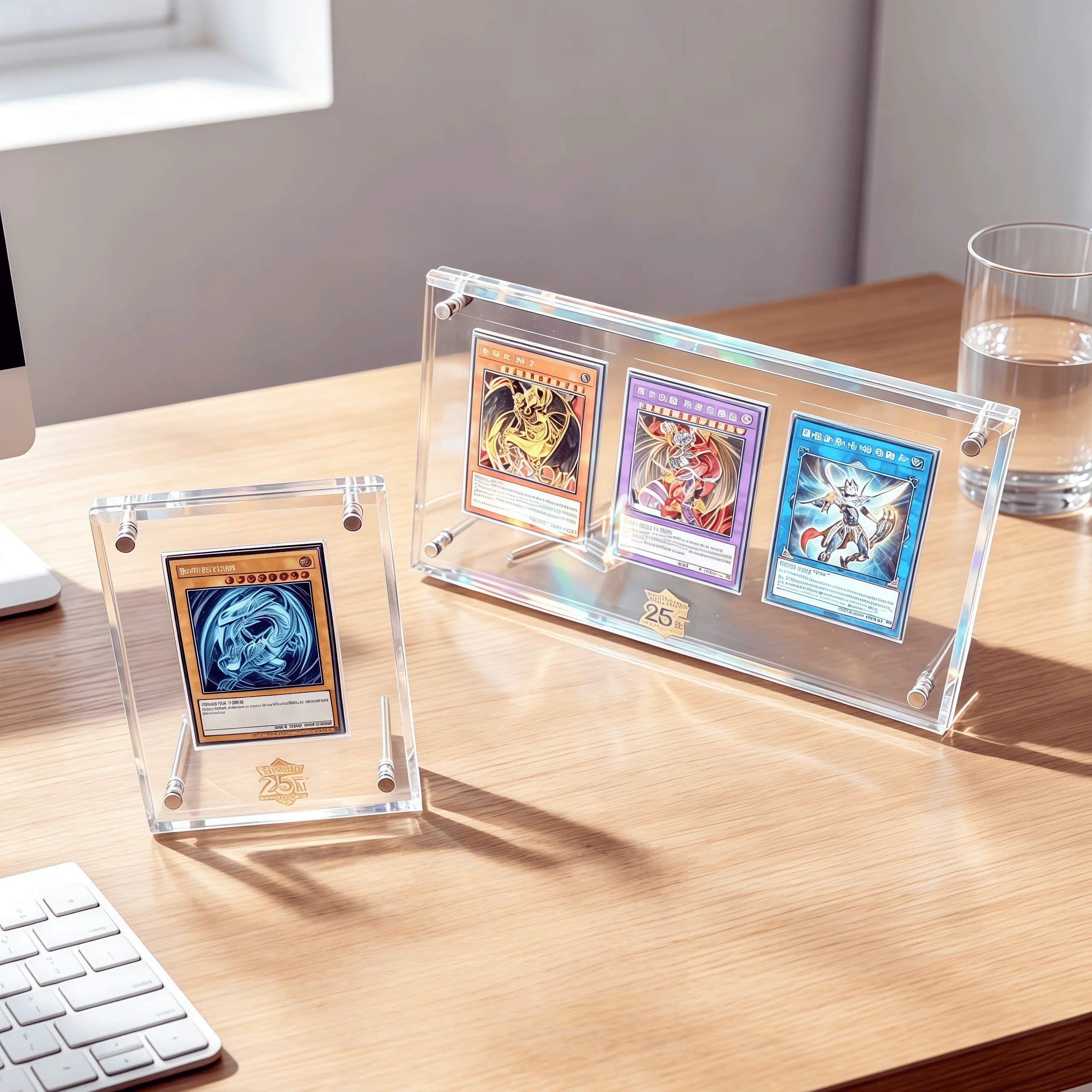 25th Anniversary Yu Gi Oh Card Display Stand Blue-Eyes White Dragon Dark Magician Commemorative Card Brick Holder YGO Card Rack