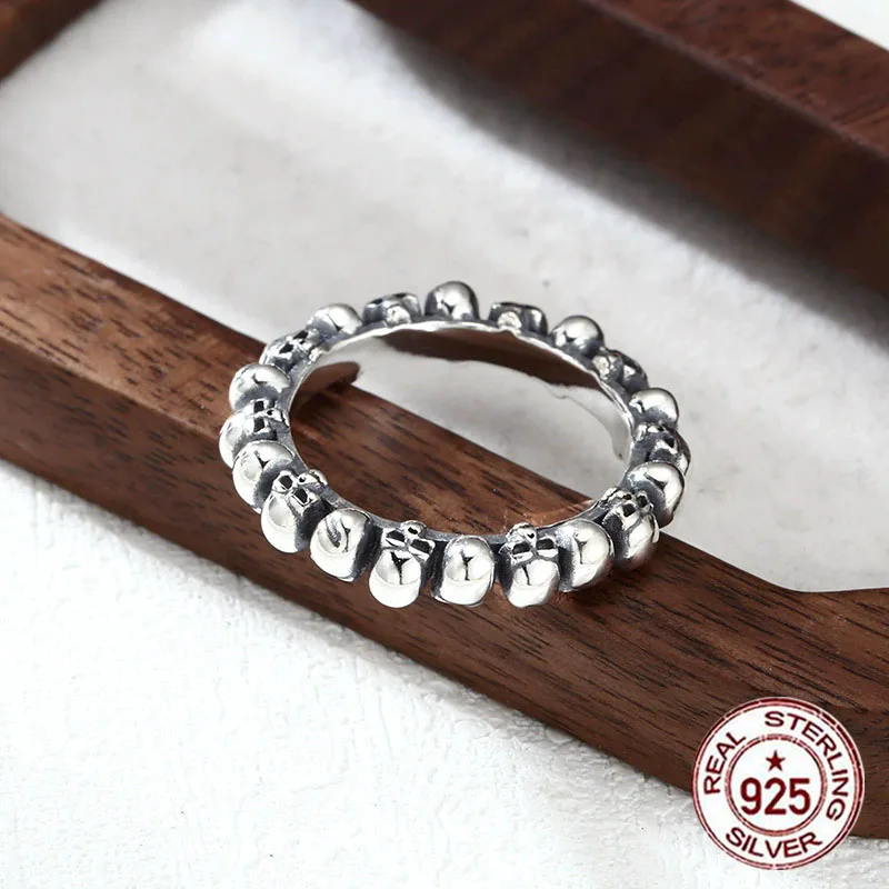 925 sterling silver ring fashionable skull head ring closed retro trendy personalized accessory