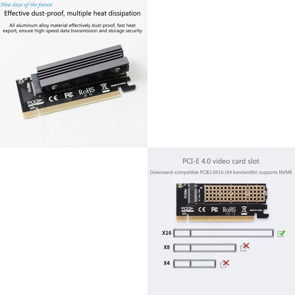 PICE to M.2 Adapter NVMe SSD PCIE M.2 Riser Card Adapter PCI-Express X16 Supports for 2230 2242 2260 2280 E65A
