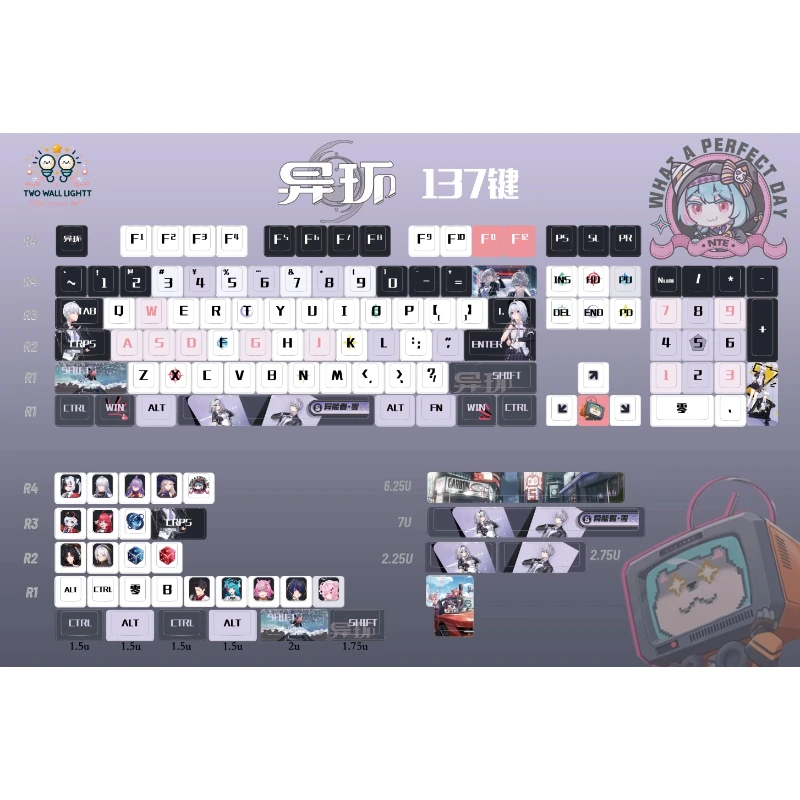 Heterocyclic Theme Game Keycap 137 Key Customized Thermal Sublimation PBT Cherry Profile Anime Keycaps for Mechanical Keyboard