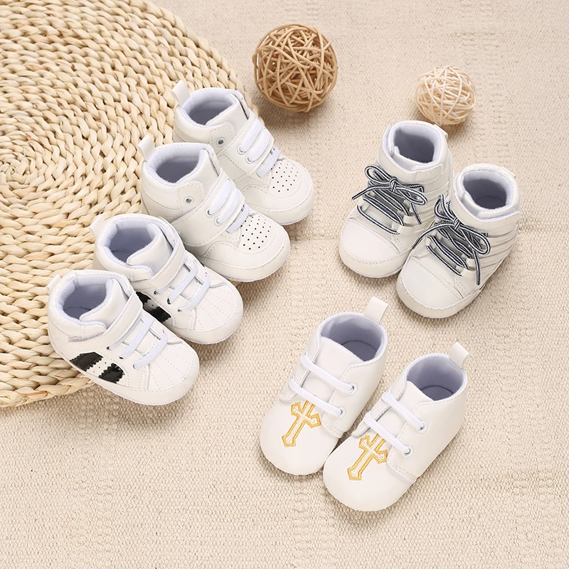 Baby Boy White Baptism Shoes 0-18 Months First Walker Casual Sports Soft Sole Comfortable Fashion Newborn