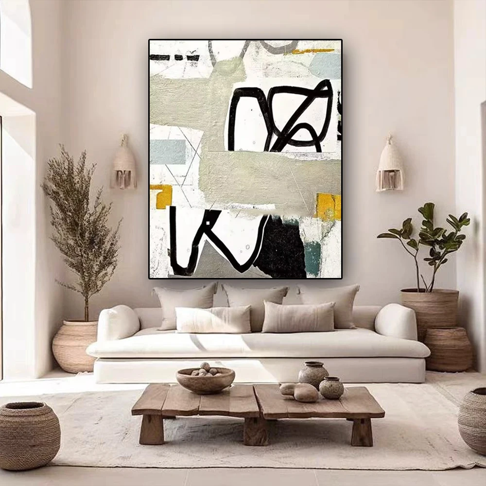 Modern Interior Suspension Artwork Abstract Canvas Oil Painting Cuadros Thick Oily Golden Texture Wall Art Living Room Decor