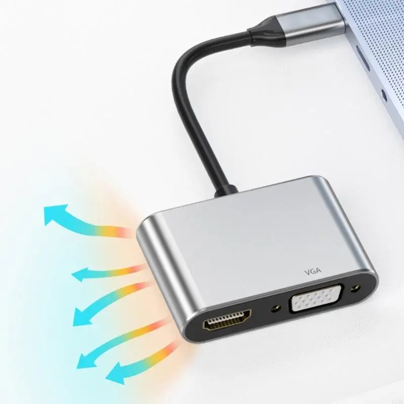 E1PF USB CからVGAアダプター4K出力USB 3.0ハブアルミニウム合金コンバーターラップトップアクセサリーを使用するためのラップトップアクセサリー