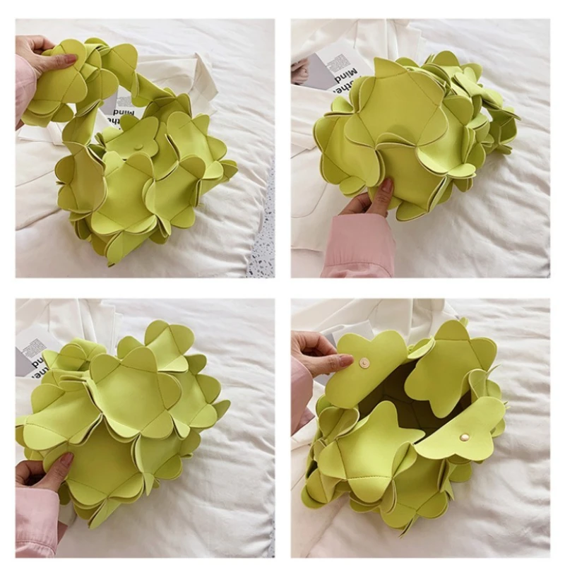 حقيبة صغيرة صيفية 2025 نظام موري الجديد أخت ناعمة حقيبة بتلات الزهور ثلاثية الأبعاد حقيبة كتف للإبط PU #5