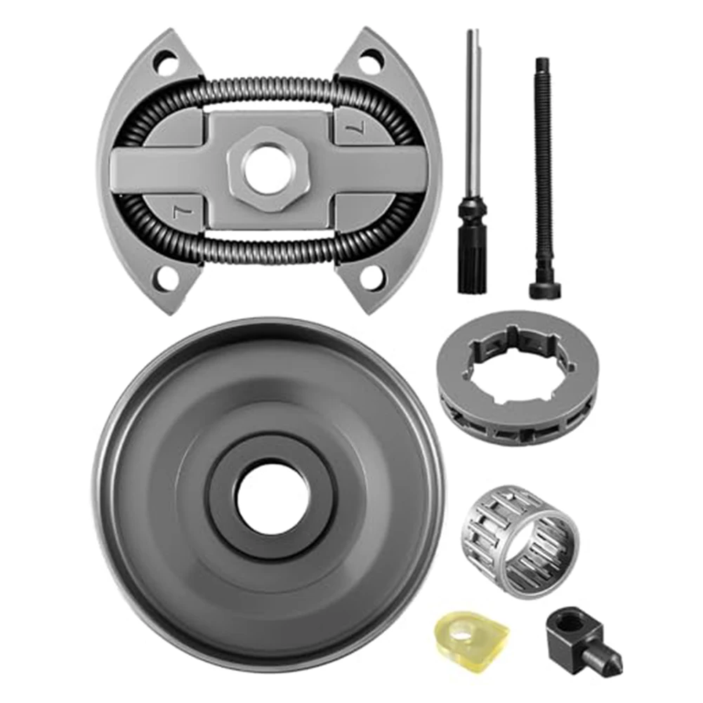 7T Clutch Drum 3/8 in Pitch 19mm Bore with Rim Sprocket Chain Tensioner Oil Pump Tube for Chainsaw 50 51 154 254