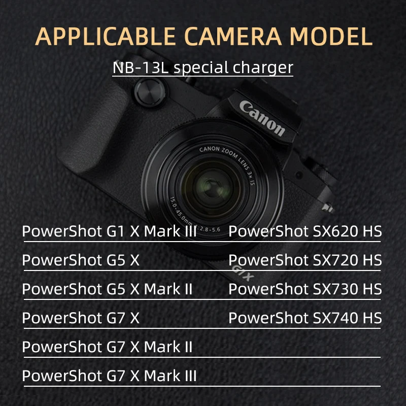 كانون شاحن بطارية الكاميرا ، CB-2LHE ، شاحن الأصلي لكانون NB-13L ، كانون G1 ، G5X ، G7X ، MarkII ، Sx 620 ، 720 ، 730 ، 740