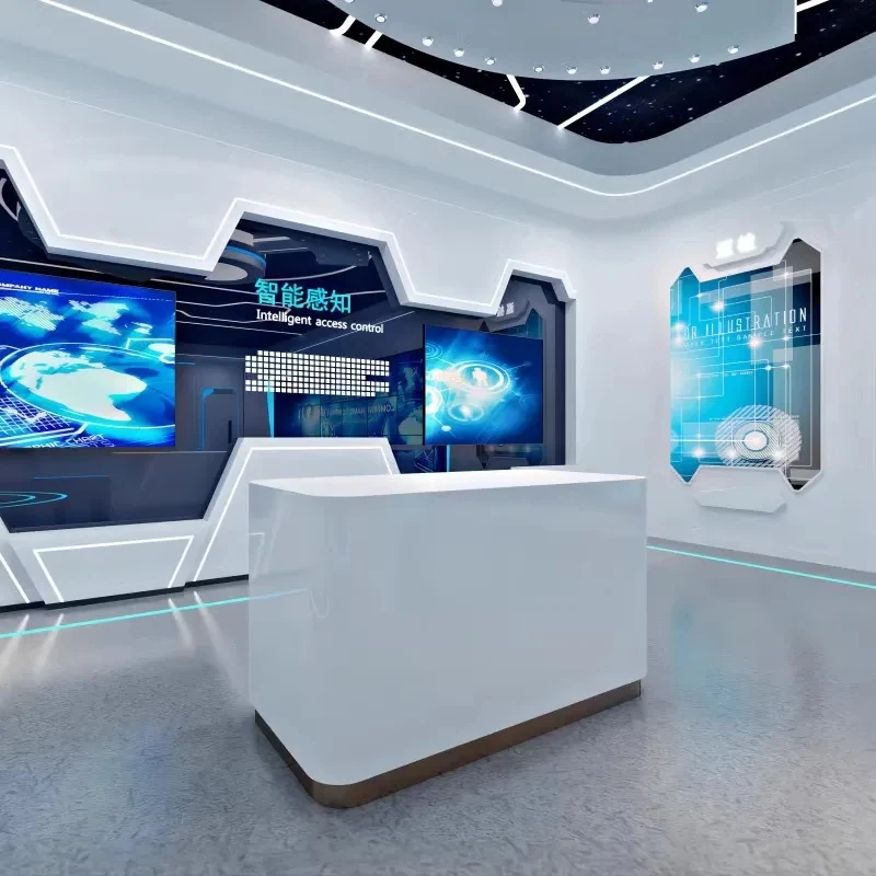custom.Customizable Circular Showcase Science & Technology Exhibition Display Cabinet Center Island Booth Shaped De
