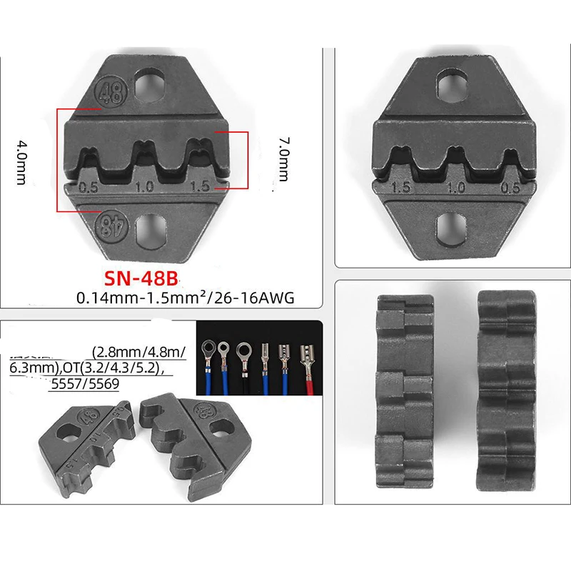 Crimping Tool Plier Die SN2549  SN48B SN28B SN02C SN0725 SN06 /02WF/06WF Pliers Jaws  for crimping Terminals for 7.5\